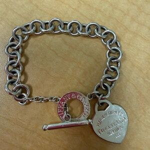 Tiffany & Co. Silver Chain Bracelet with Heart Tag